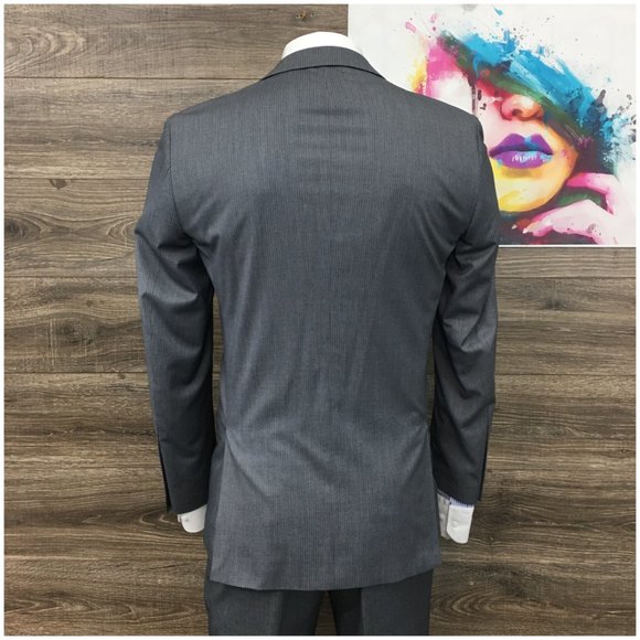 Combatant Mens Suit 2 Piece Set Size 42L Slim Jacket‎ Blazer Pants Wool 2 Button - Picture 6 of 16